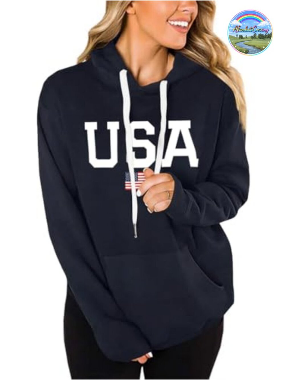 Women's American Flag Hoodie Long Sleeve Casual Sweatshirt Pullover